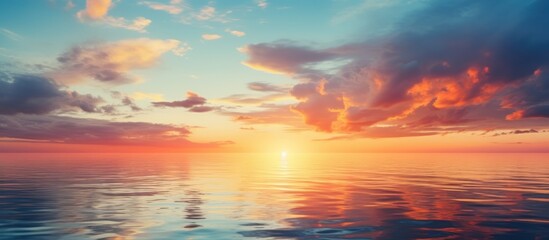 Beautiful landscape scene of seascape at sunset with cloudy sky view. Generate AI image
