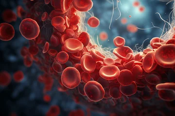 Poster Abstract background of artery inside red blood hemoglobin molecule. Major blood cells erythrocytes. © Alex Shi