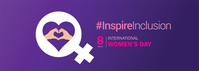 International women's day concept poster. Woman sign illustration background. 2024 women's day campaign theme- #InspireInclusion