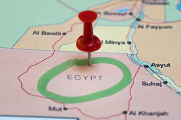 map with a pin in Egypt, destination