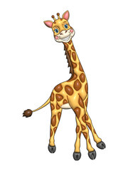 Cute cartoon animal giraffe illustration. Abstract icon for baby posters, art prints, fashion apparel or stickers.