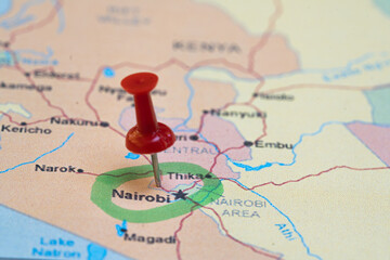 map with a pin in Nairobi, destination, places to visit this year