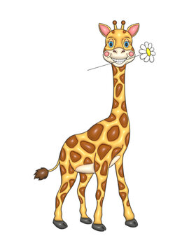 Cute cartoon toy giraffe. Vector hand drawn illustration art.