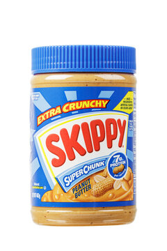 Skippy Extra Crunchy Crunchy Peanut Butter isolated on white background
