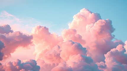 Pink clouds resembling fluffy cotton candy, transforming the sky into a soft, fantastical background.