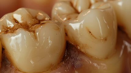 Close-Up of Dental Caries on Molar Teeth