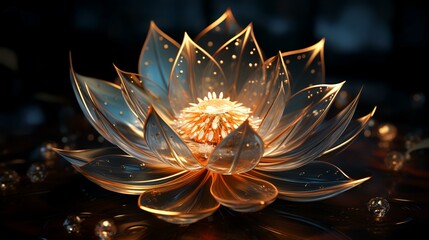 Naklejka na ściany i meble Radiant Blossom: Digital Drawing of a Stylized Lotus Flower in Vibrant Colors