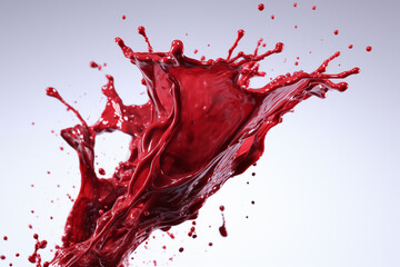 a red liquid splashing out of a white background