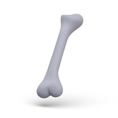 Holiday Halloween decorative element for design. Realistic gray bone on white background. Elements of costume or decoration. Vector illustration in 3d style with shadow