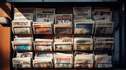Street Newspaper Stand with no name, abstract newspapers - obrazy, fototapety, plakaty