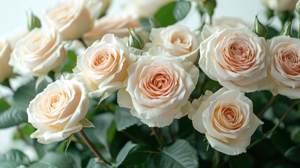 Obraz premium A stunning floral arrangement of roses, various roses on white background