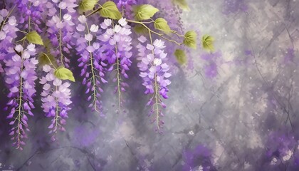 blooming wisteria and grey textured background  wallpaper