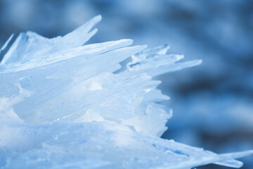 Fototapeta na wymiar Ice shards close up photo with selective soft focus