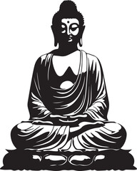 Buddha Face, Buddha is sitting, Buddha meditating Vector illustration