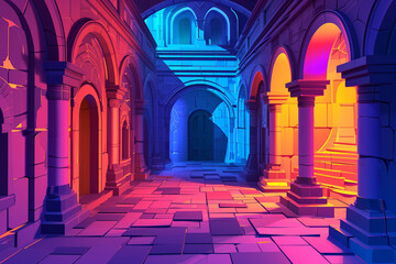 Naklejka premium Game background 3d stylish architecture illustration
