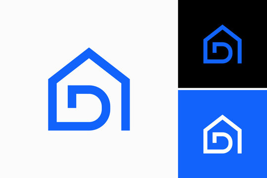 D home vector logo premium 