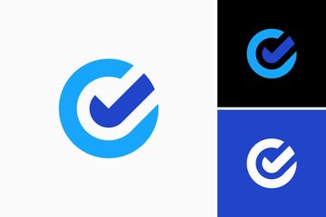 Letter O with check mark vector logo premium 