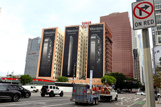 Los Angeles, California – November 15, 2023: Mural Billboard Campaign To Promote the new iPhone 15 Pro Titanium