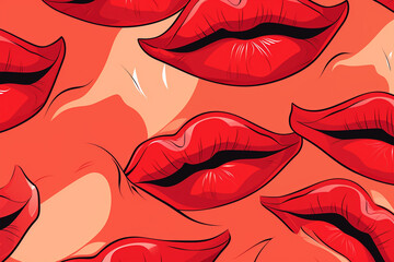 Art lips pattern in vector style