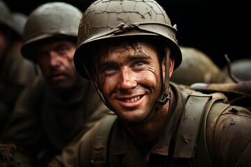 Naklejka premium Capture the jubilant moment of people as the war comes to an end.