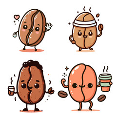 coffee in human body cute illustration