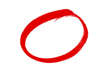 Red circle marker isolated on background. Marker circle hand drawn.