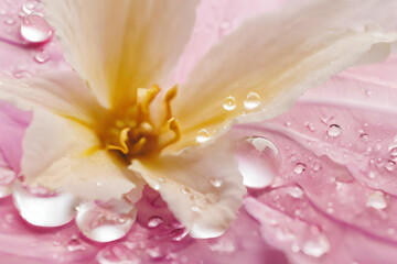 Fototapeta premium Water droplets on a delicate flower petal