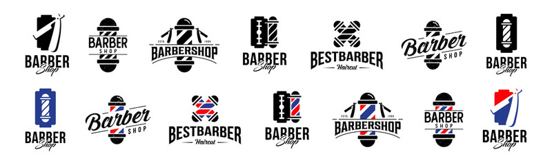 Barbershop logo design vector, editable and resizable EPS 10 - obrazy, fototapety, plakaty