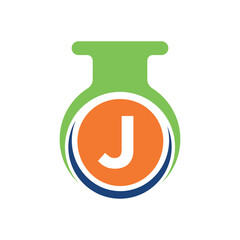 Medical Lab Logo combine with letter J vector template