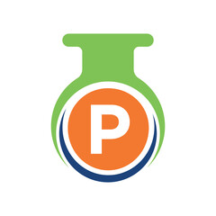 Medical Lab Logo combine with letter P vector template
