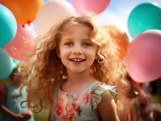 Fototapeta na wymiar Joyful Moments at a Sunny Balloon Fest