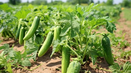 Vibrant okra harvest flourishing on a sun drenched open plantation on a blissful summer day.