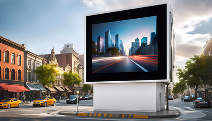 Blank billboard mockup White Box Street, city street, space for your advertising,