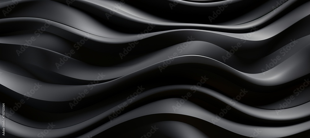 Poster abstract black wavy background with flowing waves, textured pattern for design projects