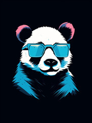 A minimalistic and flat-colored T-shirt design featuring a (panda) in the style of a computer icon or logocreated with Generative Ai