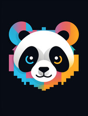Fototapeta premium A minimalistic and flat-colored T-shirt design featuring a (panda) in the style of a computer icon or logocreated with Generative Ai