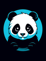 Fototapeta premium A minimalistic and flat-colored T-shirt design featuring a (panda) in the style of a computer icon or logocreated with Generative Ai