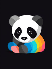 Obraz premium A minimalistic and flat-colored T-shirt design featuring a (panda) in the style of a computer icon or logocreated with Generative Ai