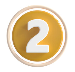 3d number 2 yellow icon