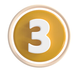 Obraz premium 3d number 3 yellow icon