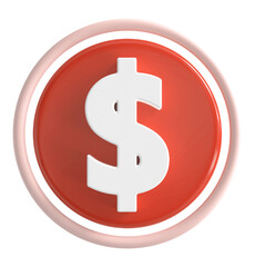 3d Dollar symbol red icon