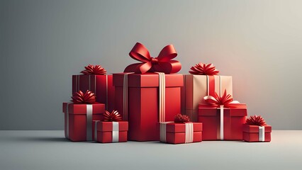 Obraz premium Minimalistic illustration of Christmas Presents. AI generated.
