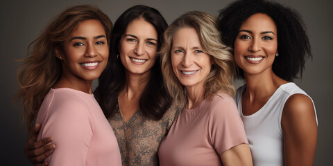 Obraz premium A group of beautiful smiling female friends.