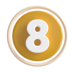 3d number 8 yellow icon