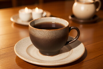 Fototapeta premium cups of tea and a teapot on a table,generative ai