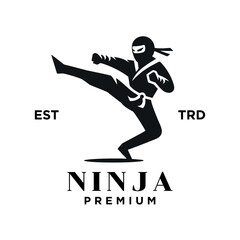 Ninja black logo icon design template illustration