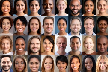 Black History Month, Diversity and society concept. Hundreds portraits headshots collection, collage mosaic. Many lot of multicultural different male and female smiling faces looking at camera.