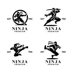 Ninja black logo icon design template illustration © JimzStd