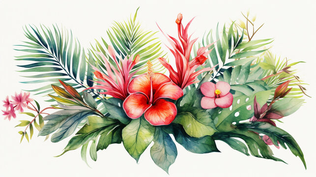 Tropical wonders, in watercolor clipart style