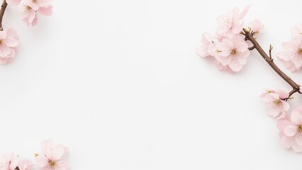 Fototapeta na wymiar Beautiful Cherry Blossom flowers on white surface